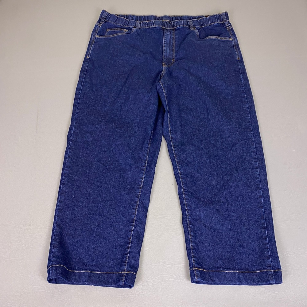 Active Joe Jeans Pull on Men's L/M Cropped Elastic Waist Dark Wash Blue Relaxed